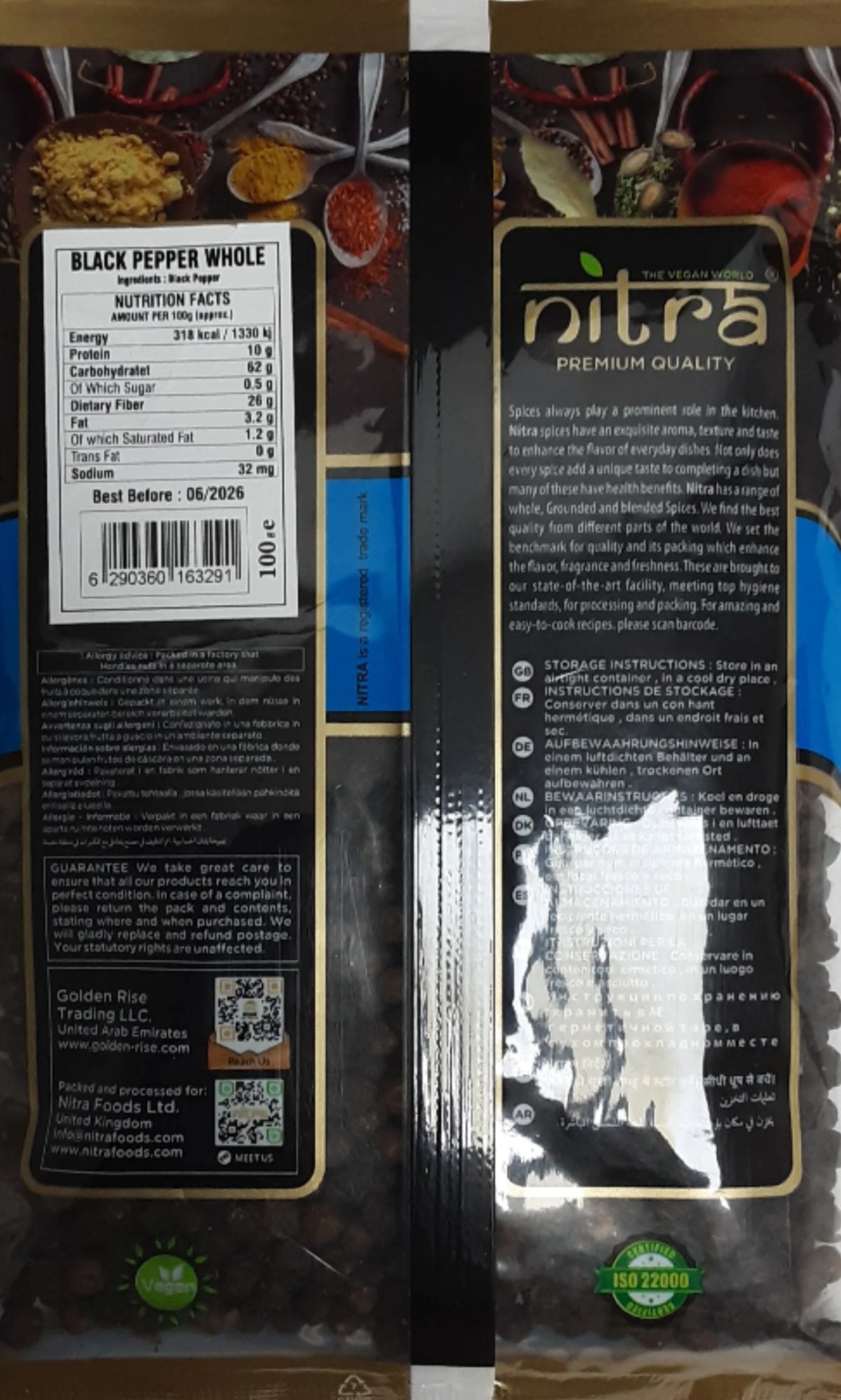 Nitra Black Pepper Whole 100g - Image 2