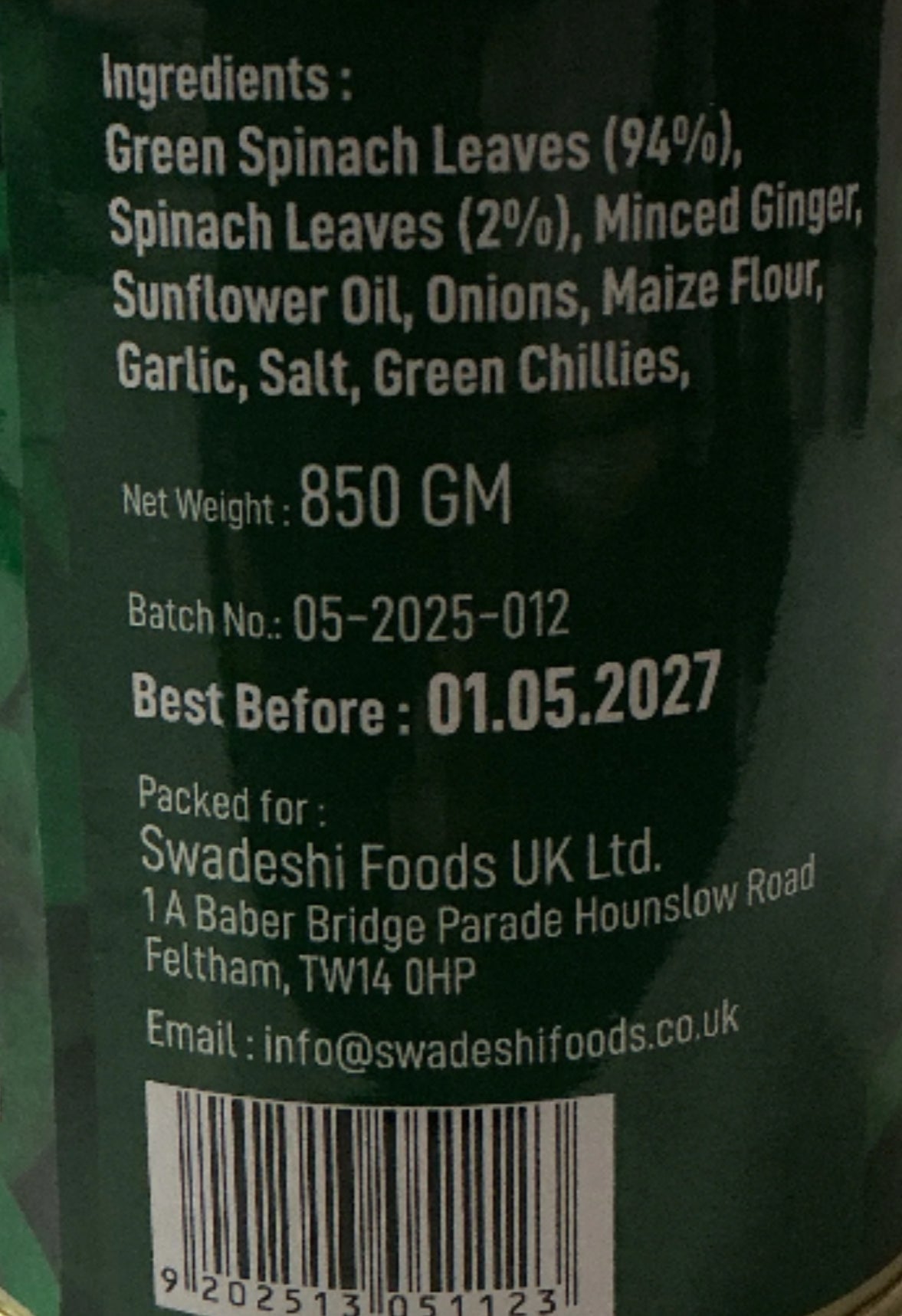 Food Factory Spinach Puree 850g - Image 2