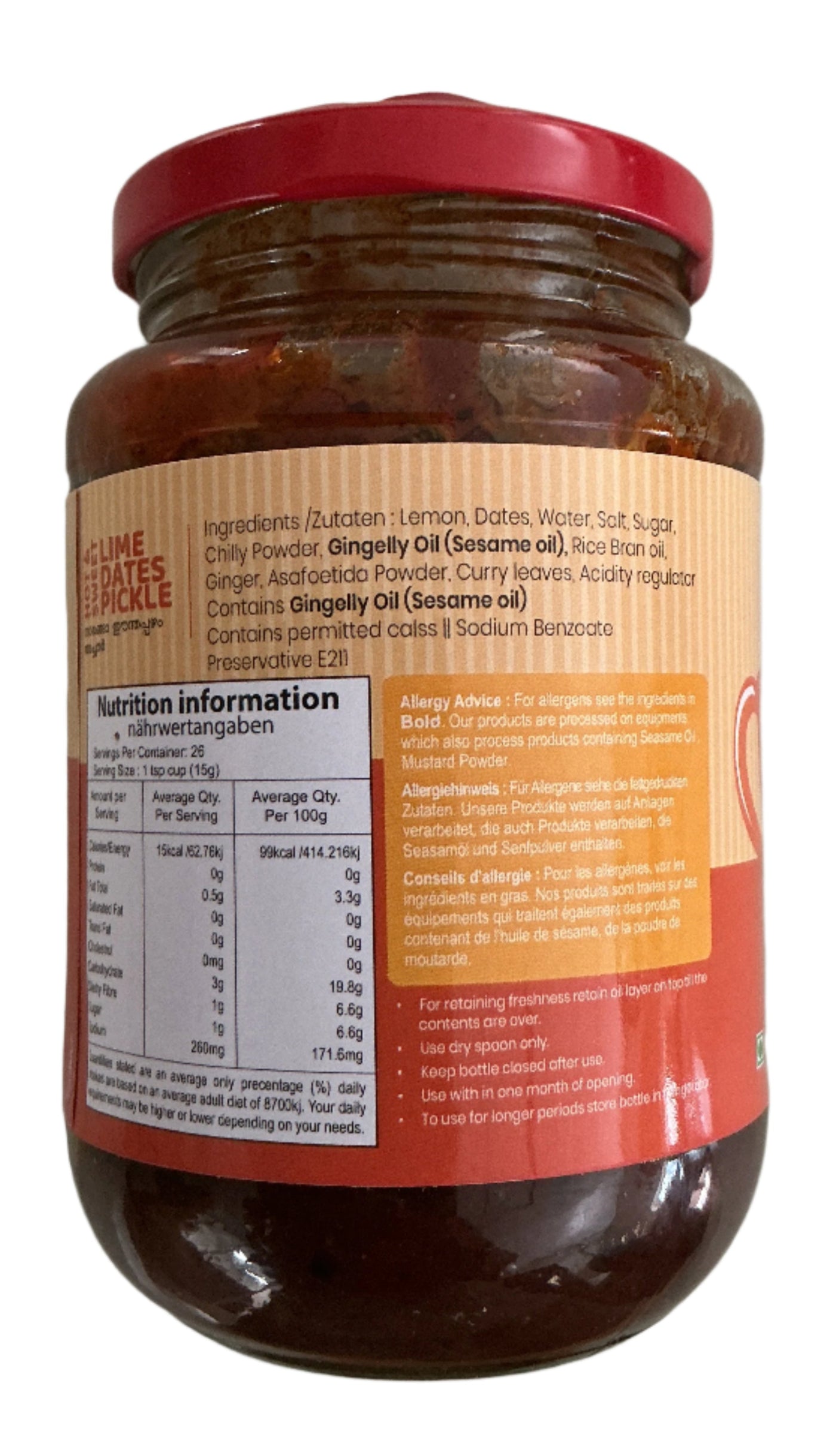 Malabar Choice Pickle Hot & Sweet Lime Dates 400g - Image 2