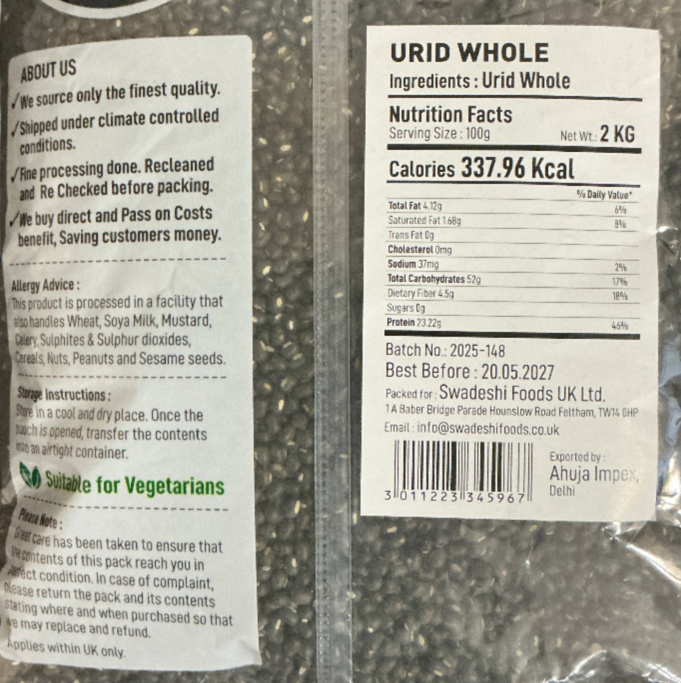Food Factory Urid Whole 2Kg - Image 2