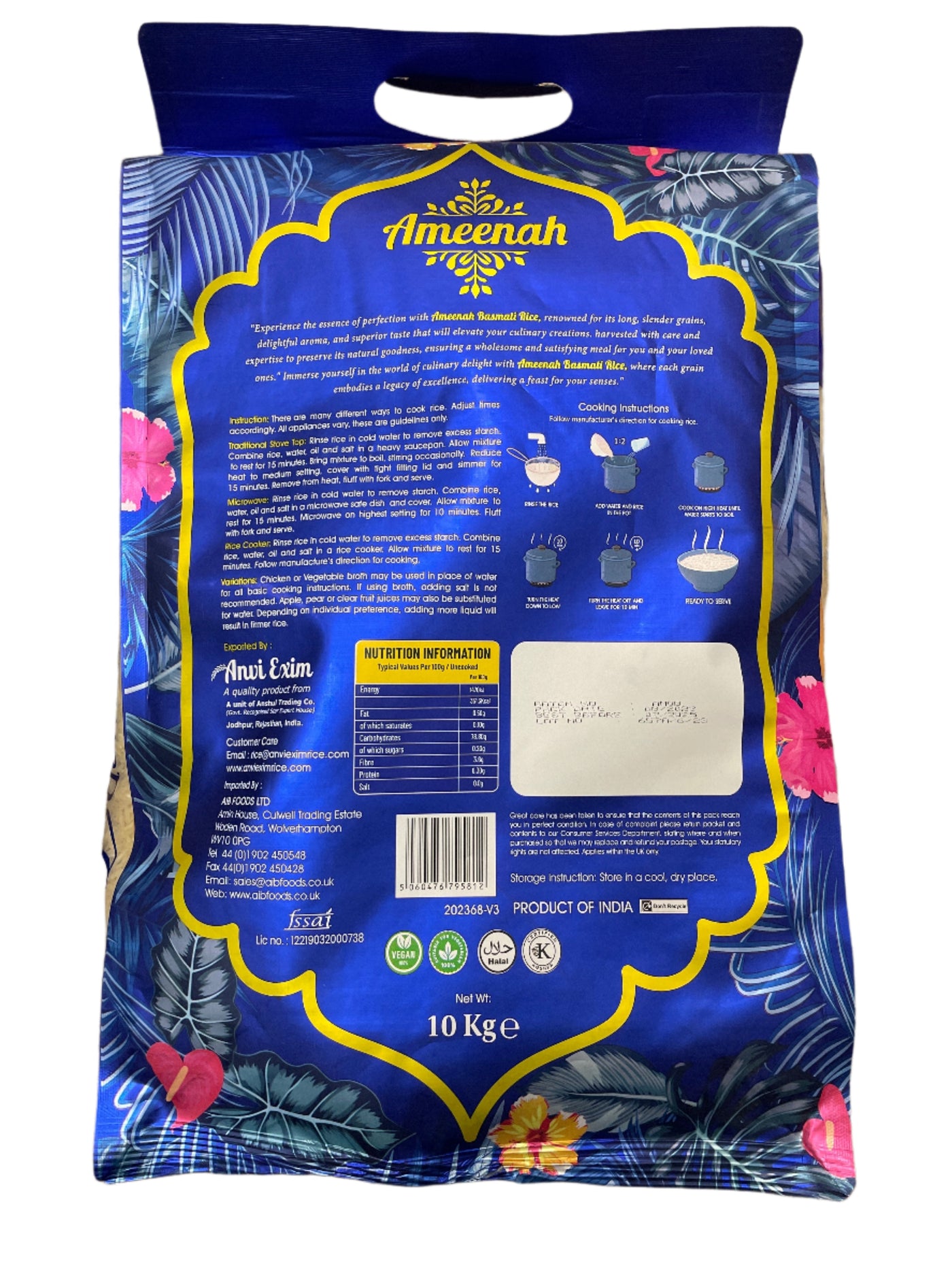 Ameenah Rice Basmati Platinum 10kg - Image 2