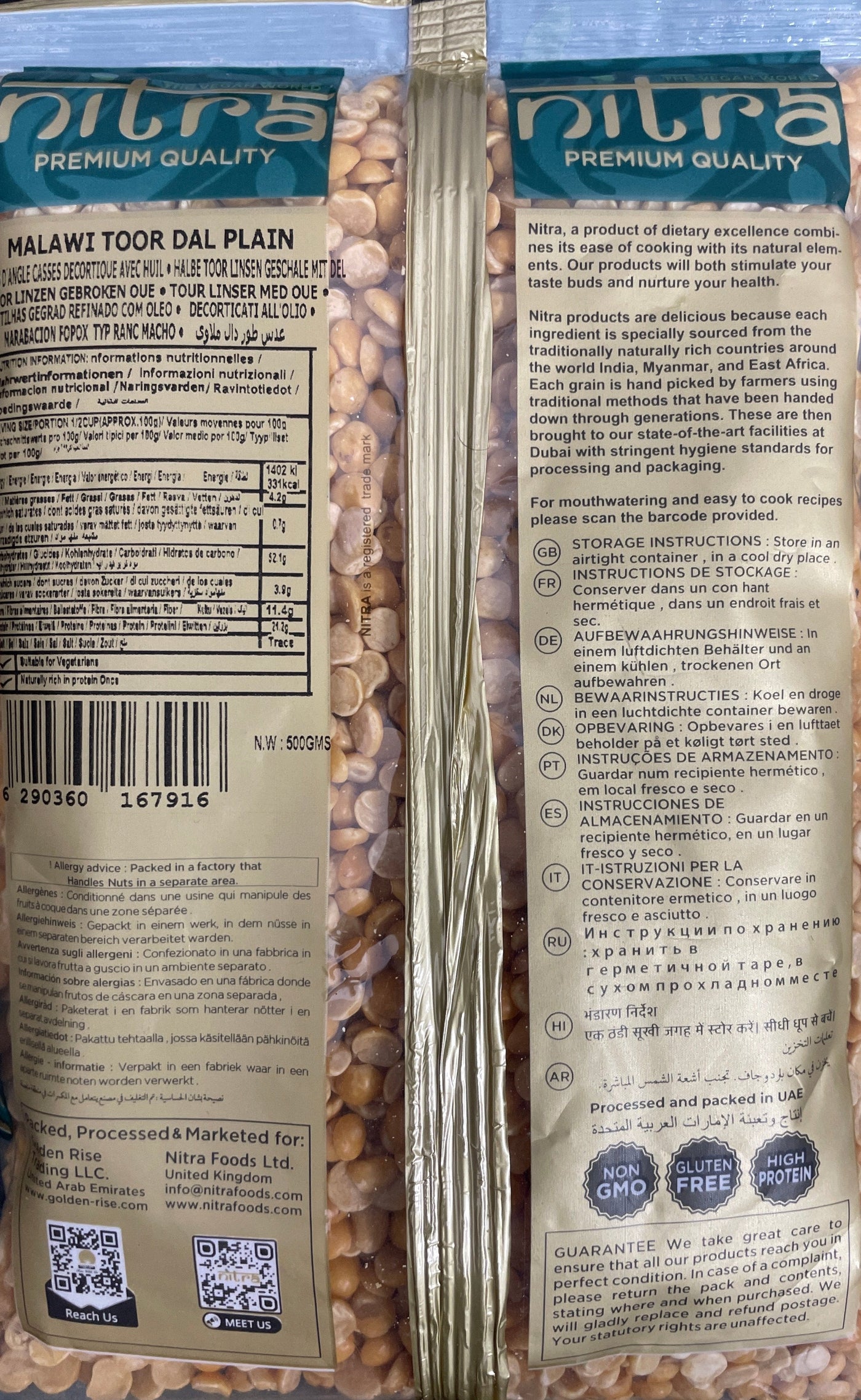 Nitra Lentils Toor Dall Plain Malwai 500g Buy 1 Get 1 Free Mix & Match - Image 2