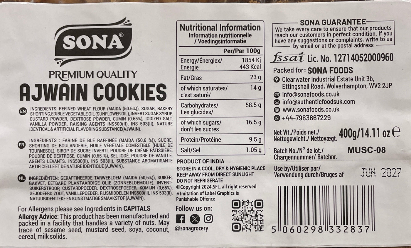 Sona Cookies Ajwain 400g - Image 2