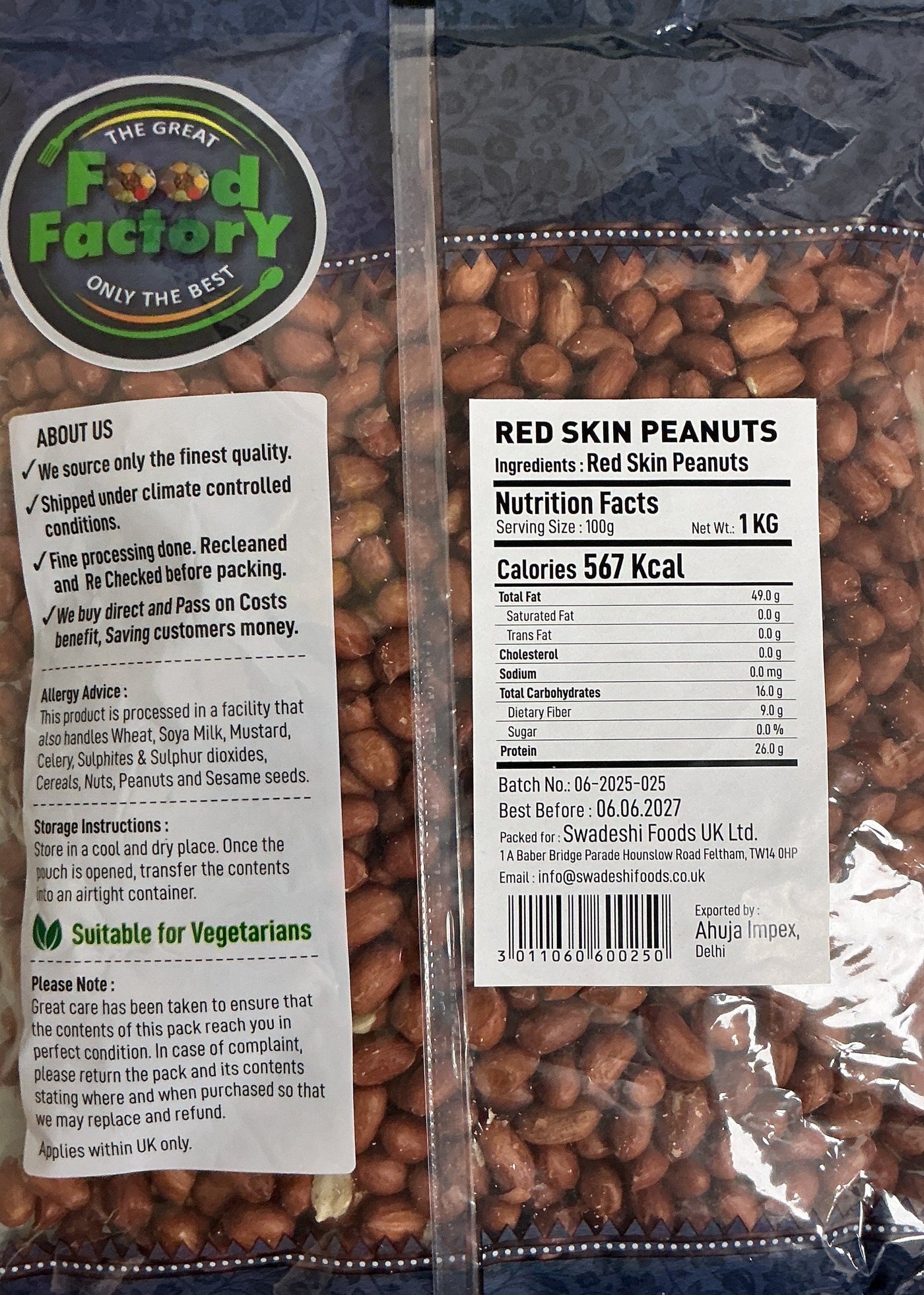 Food Factory Peanut Red Skin 1Kg - Image 2