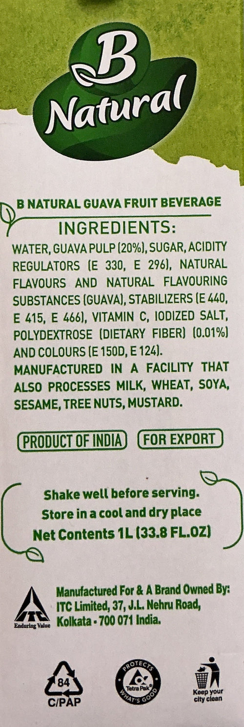 B Natural Juice Guava 1ltr - Image 2