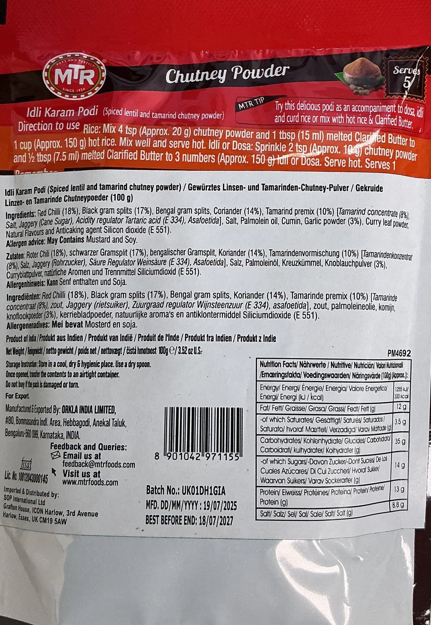 MTR Idli Karam Podi 100g - Image 2
