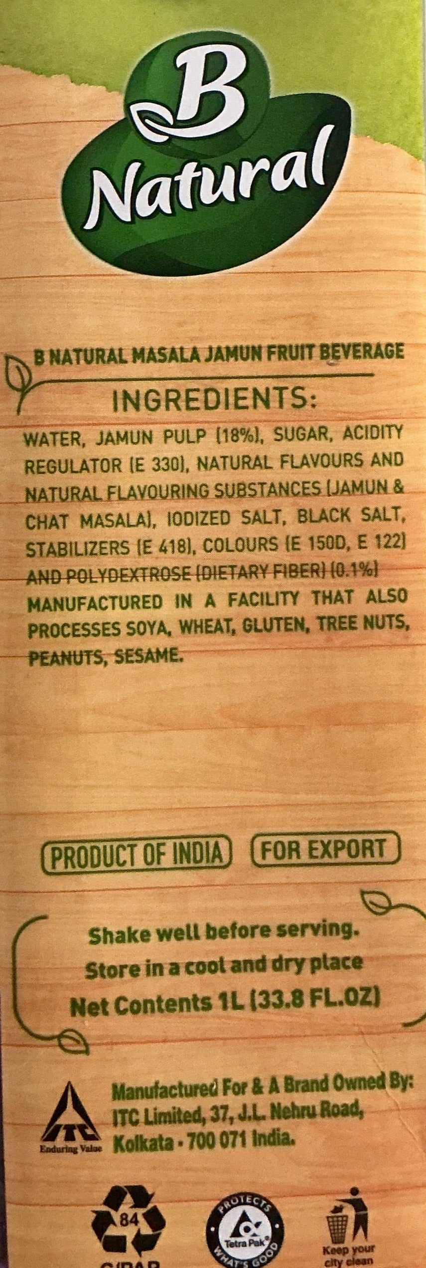 B Natural Juice Masala Jamun 1ltr - Image 2