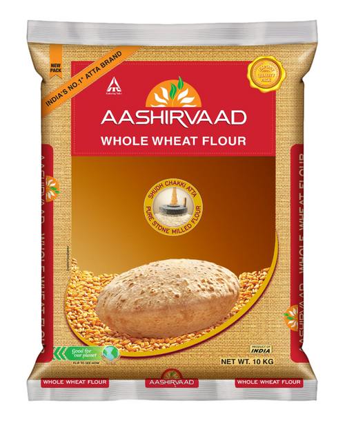 Aashirvaad Flour Whole Wheat Chakki Atta 10Kg BBE May 2026