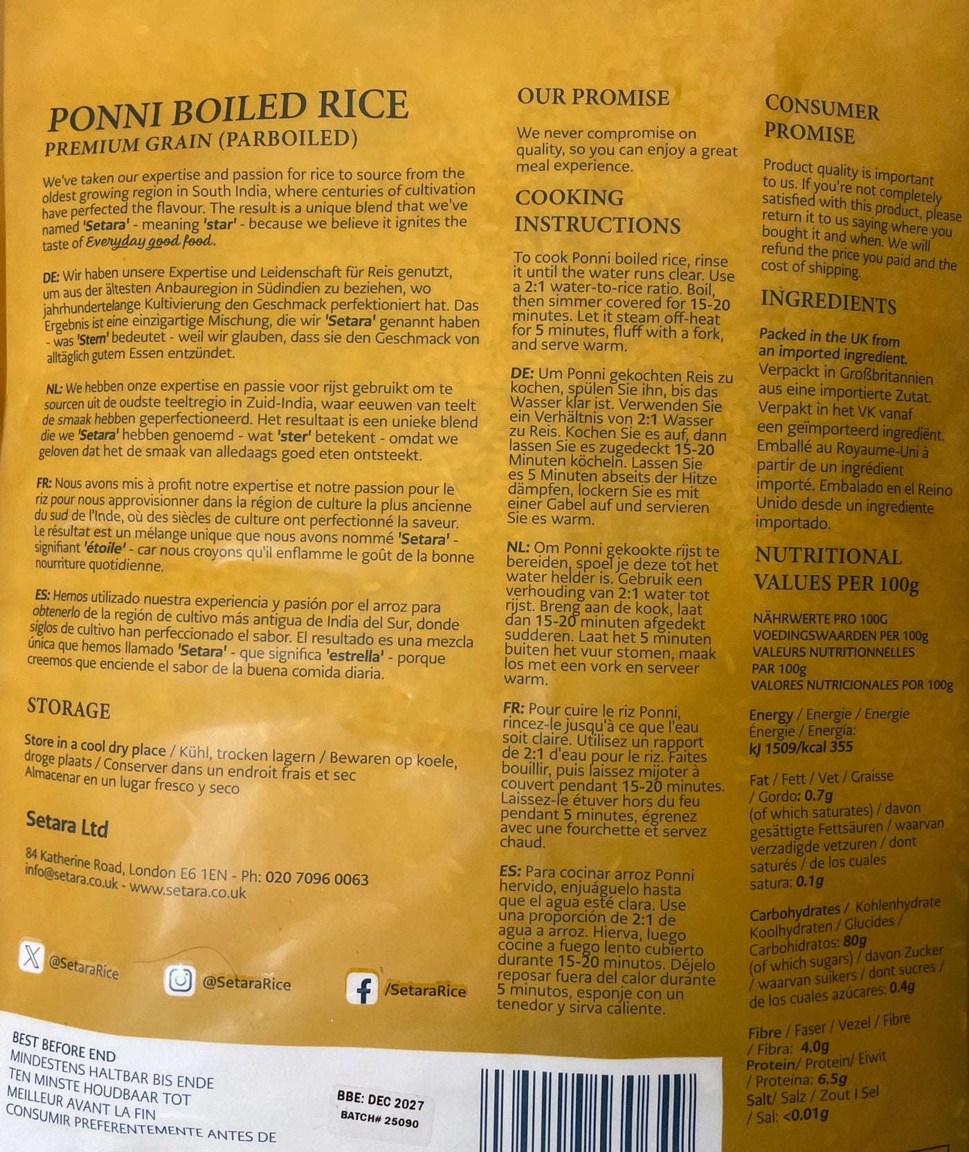 Setara Rice Ponni Boiled 10Kg - Image 2