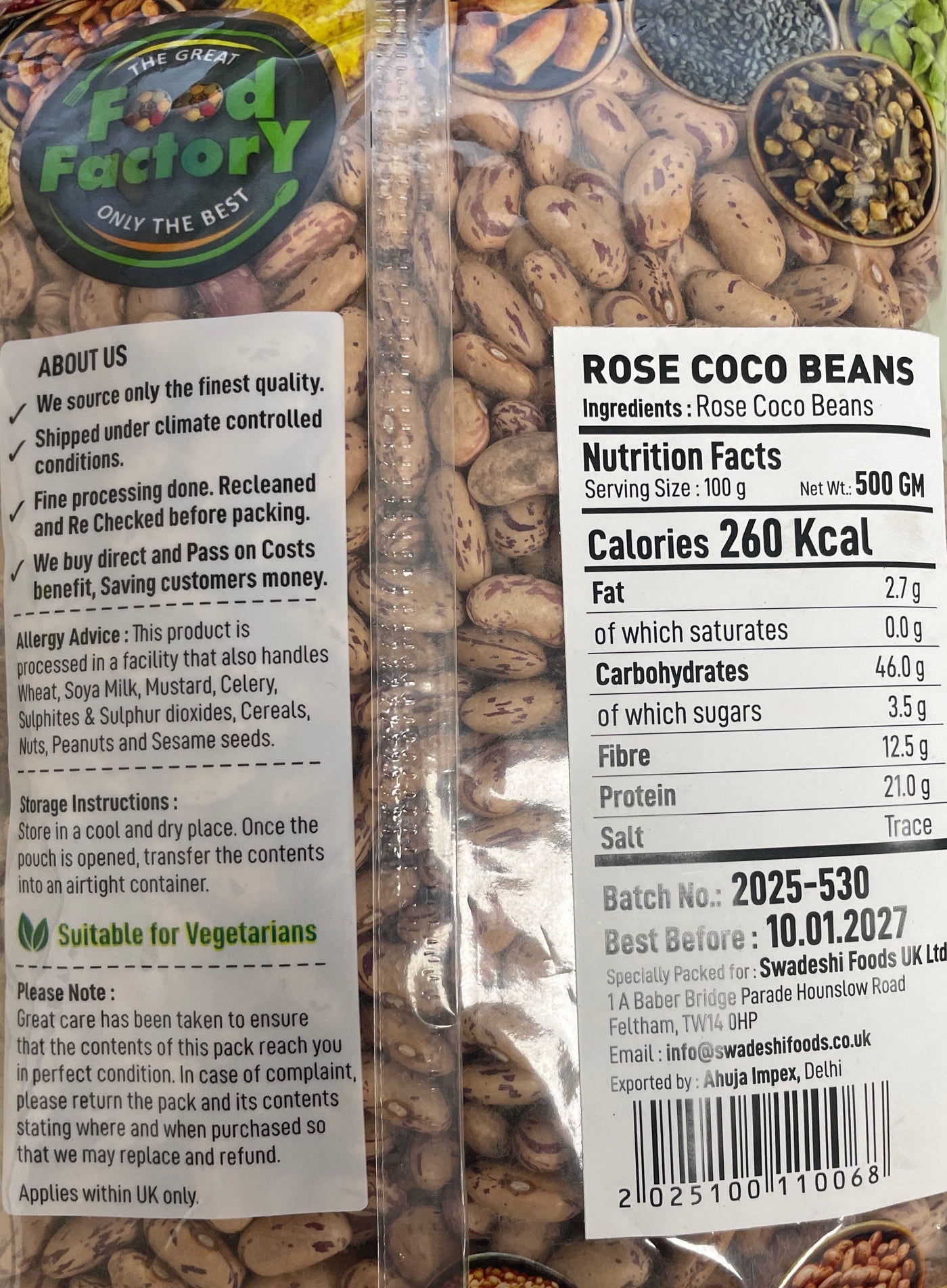 Food Factory Beans Rose Coco Rajmah 500g - Image 2