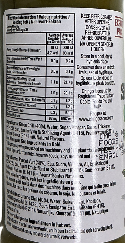 Chings Sriracha Sauce Green Chilli 190g - Image 2