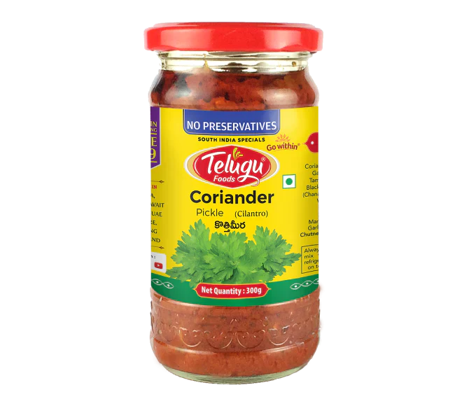 Telugu Foods Pickle Coriander With Garlic 300g