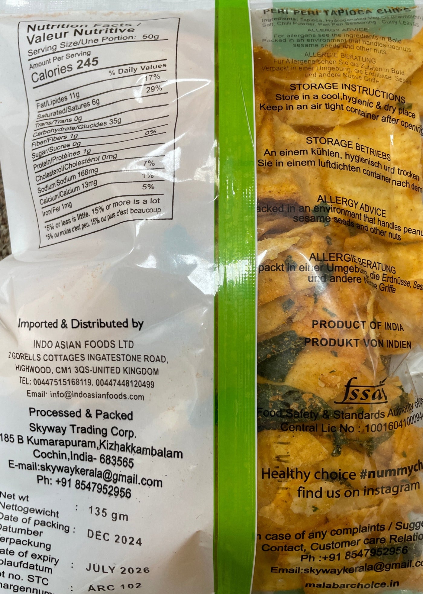 Malabar Choice Peri Peri Tapioca Chips 150g - Image 2