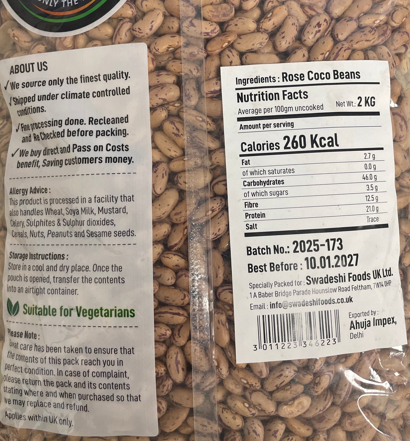 Food Factory Beans Rose Coco Rajmah 2Kg - Image 2