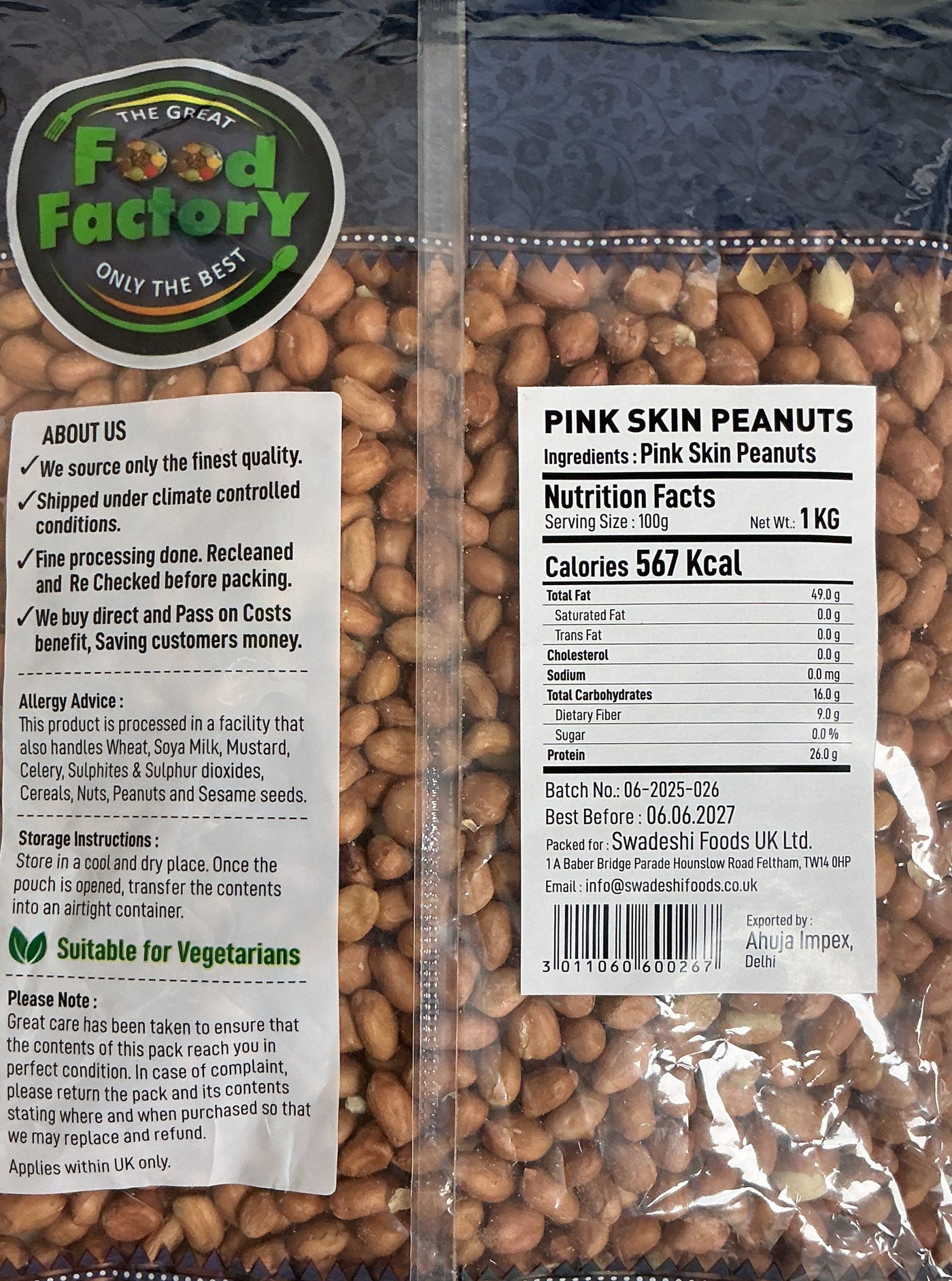 Food Factory Peanut Pink Skin 1Kg - Image 2