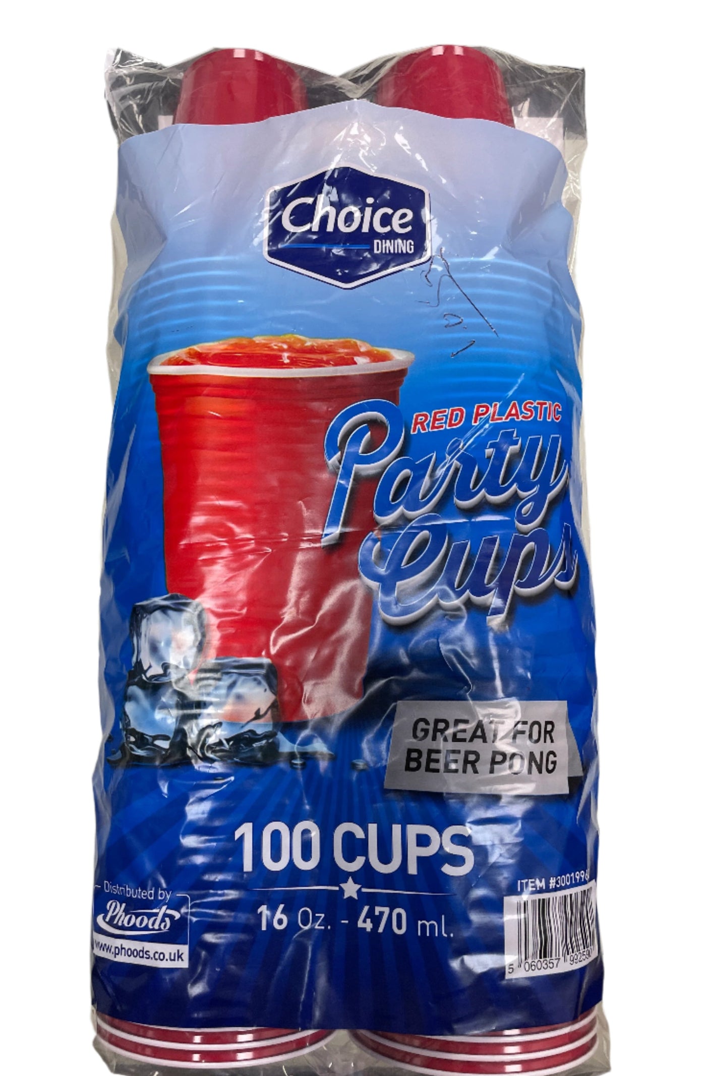 Choice Dining Red Plastic Party Cups 450ml Pack of 100 Reusable - Image 2