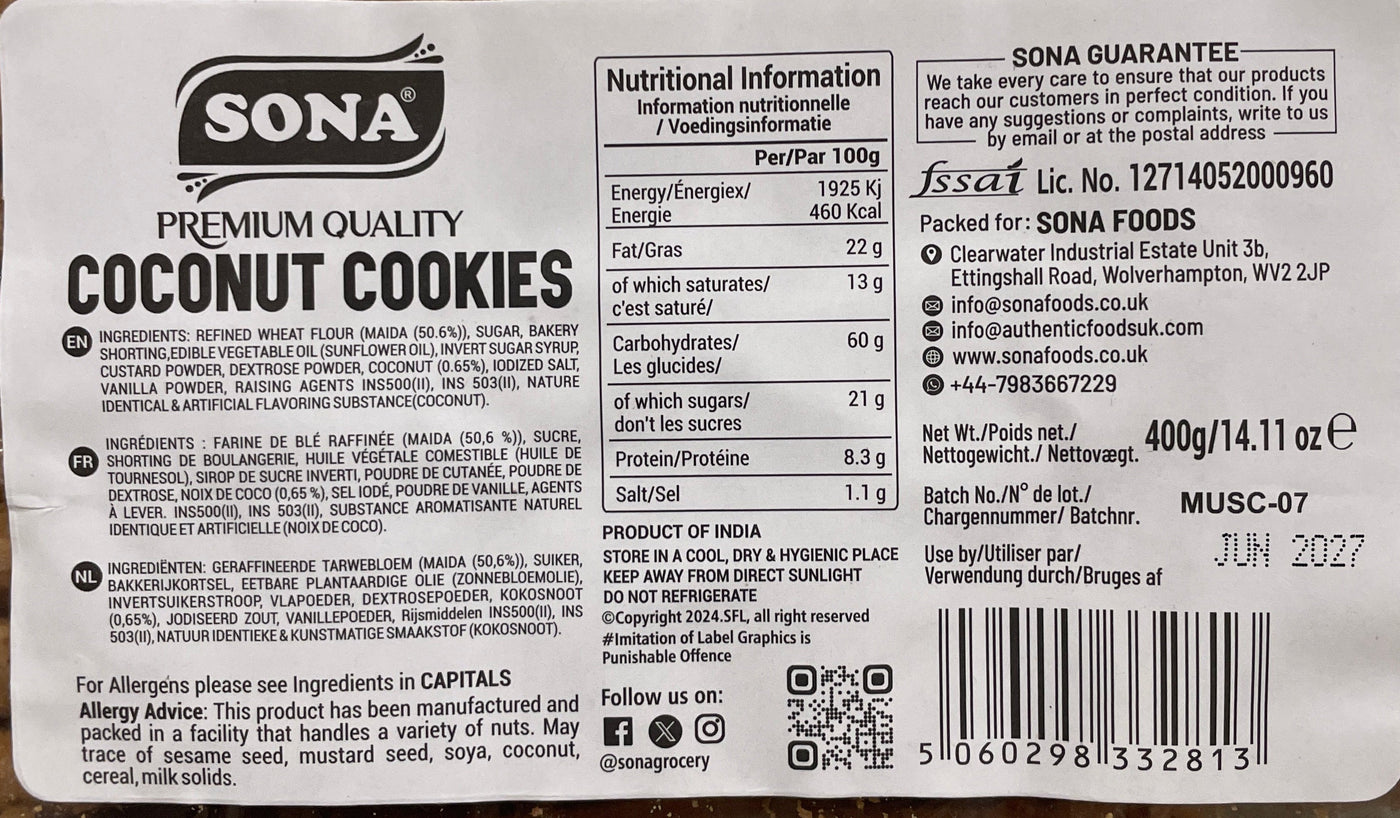 Sona Cookies Coconut 400g - Image 2