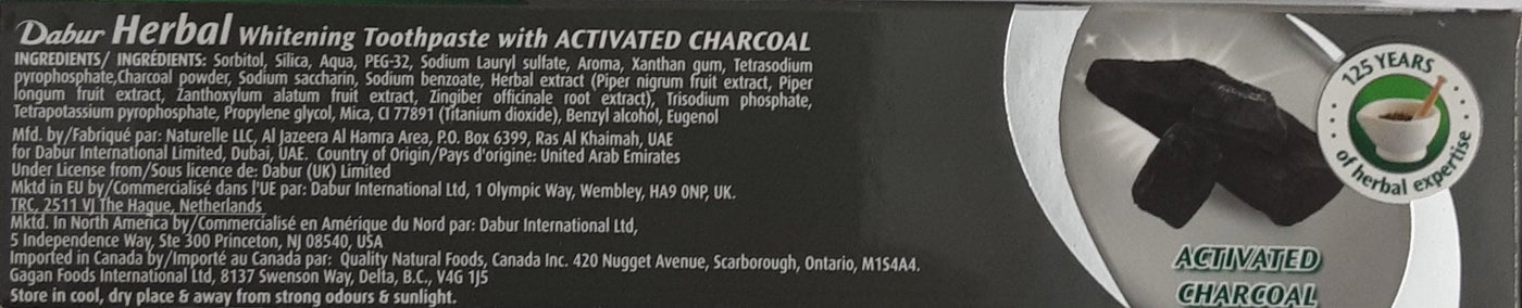 Dabur Herbal Toothpaste Whitening Charcoal 100ml - Image 2