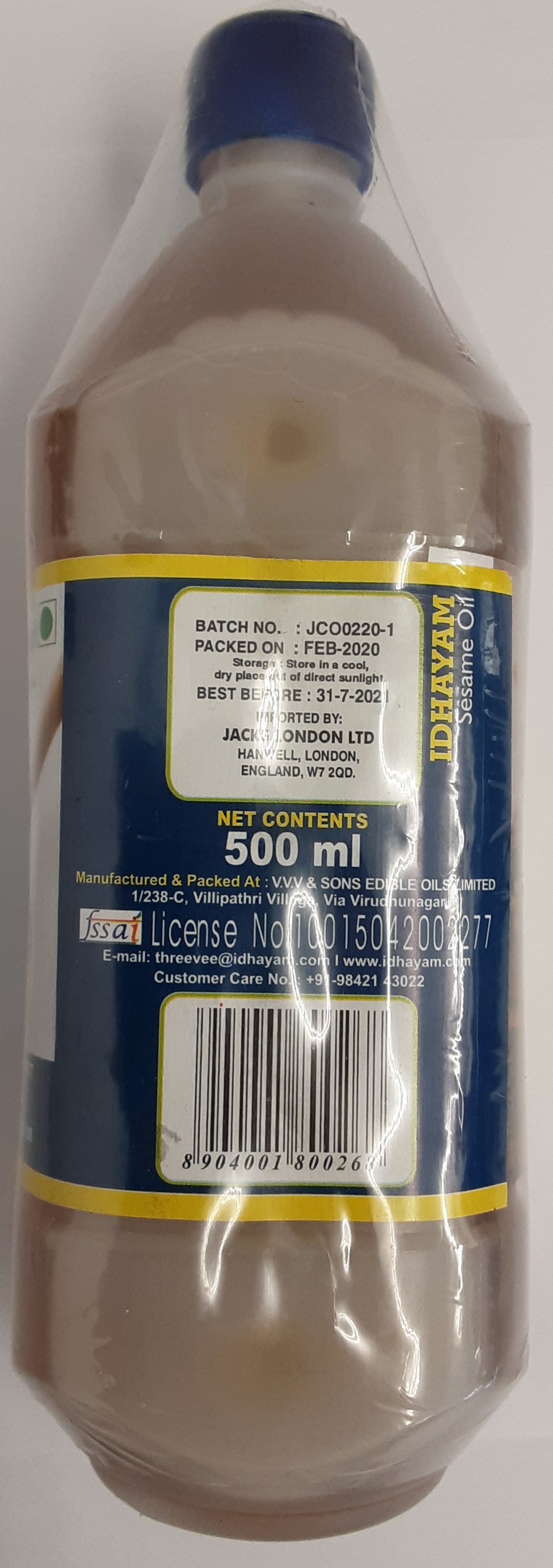 Idhayam Sesame Oil 500ml - Image 2