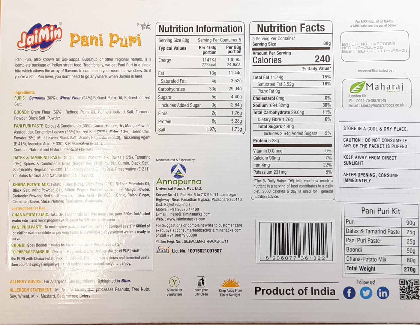 Jaimin Pani Puri Kit 30 Pieces - Image 2