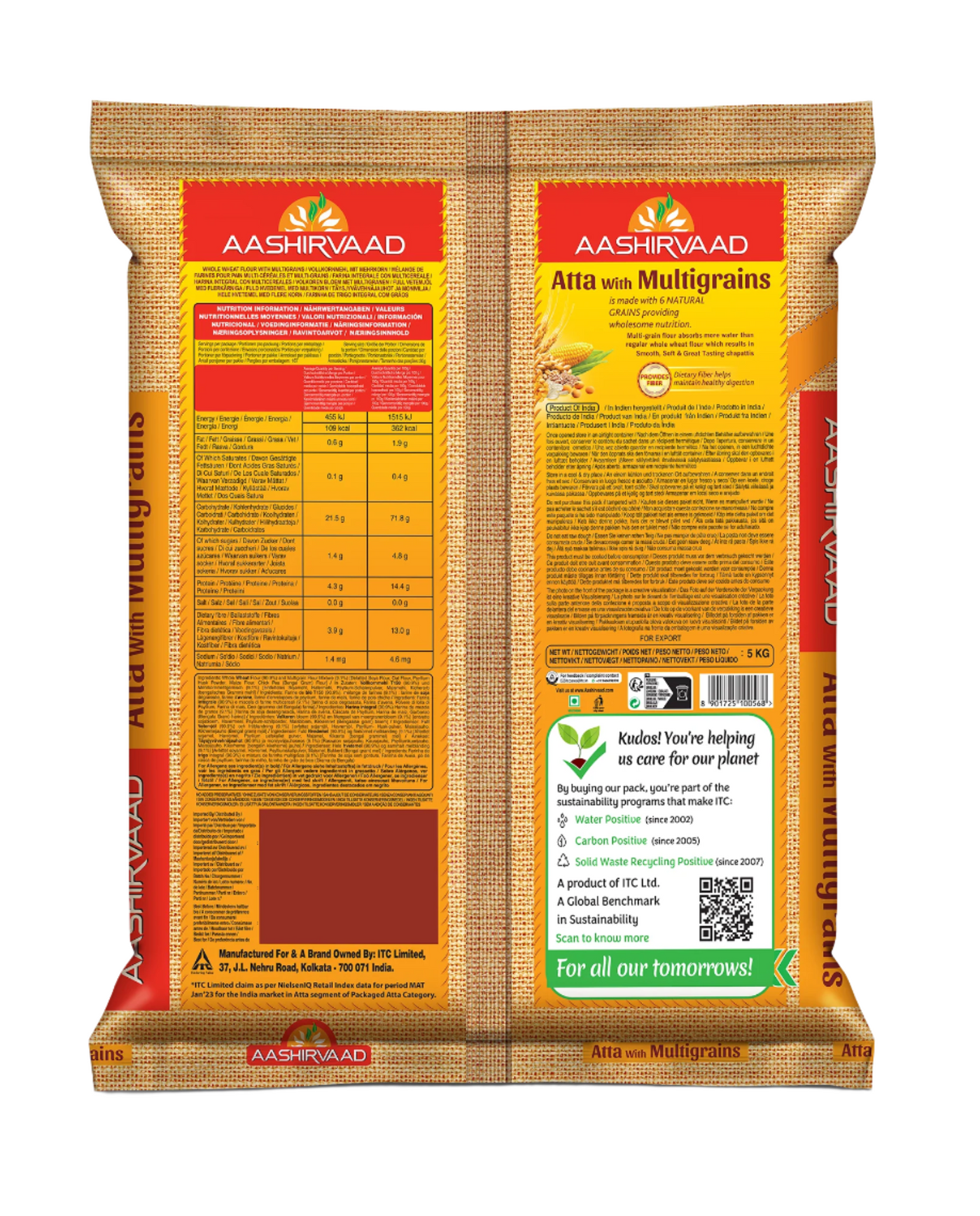 Aashirvaad Atta Multigrains Whole Wheat Flour 2Kg - Image 3