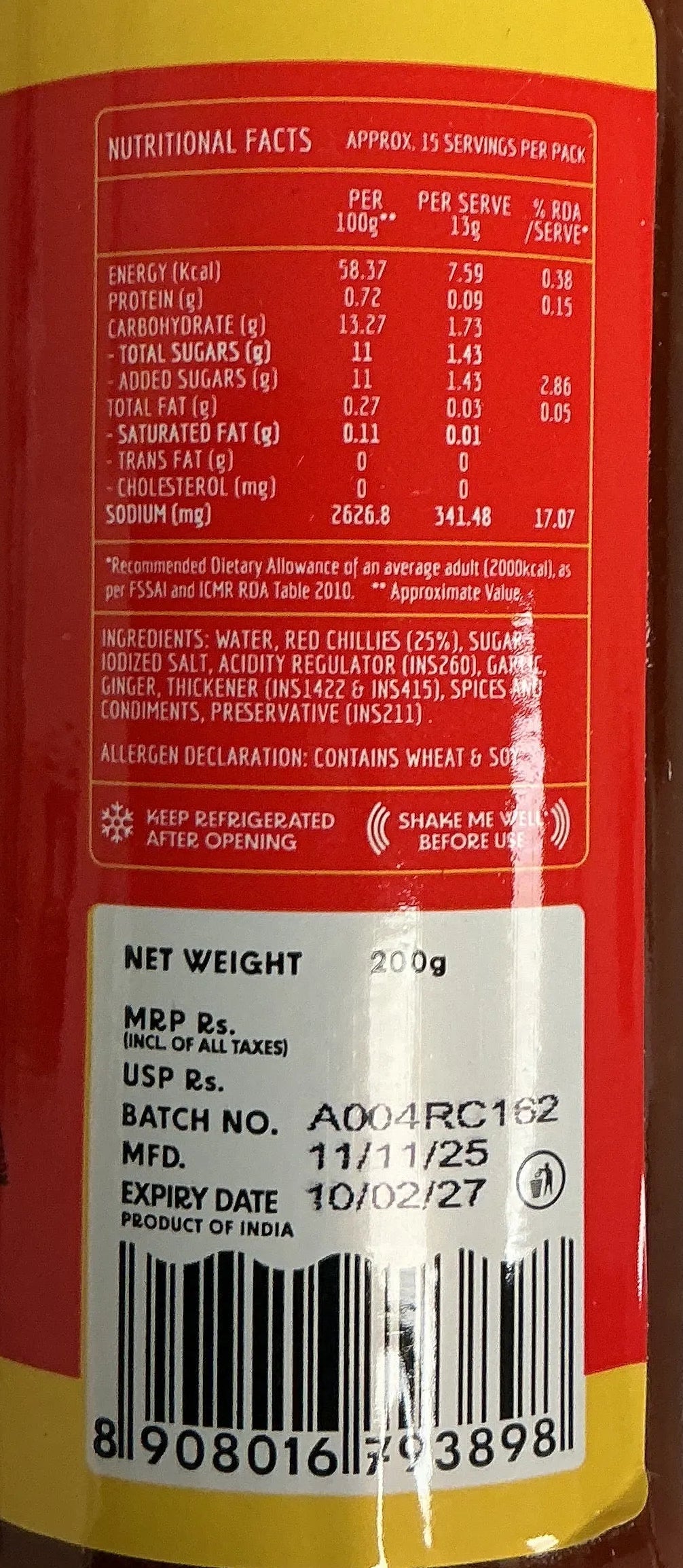 Master Chow Sauce Red Chilli 200g - Image 2