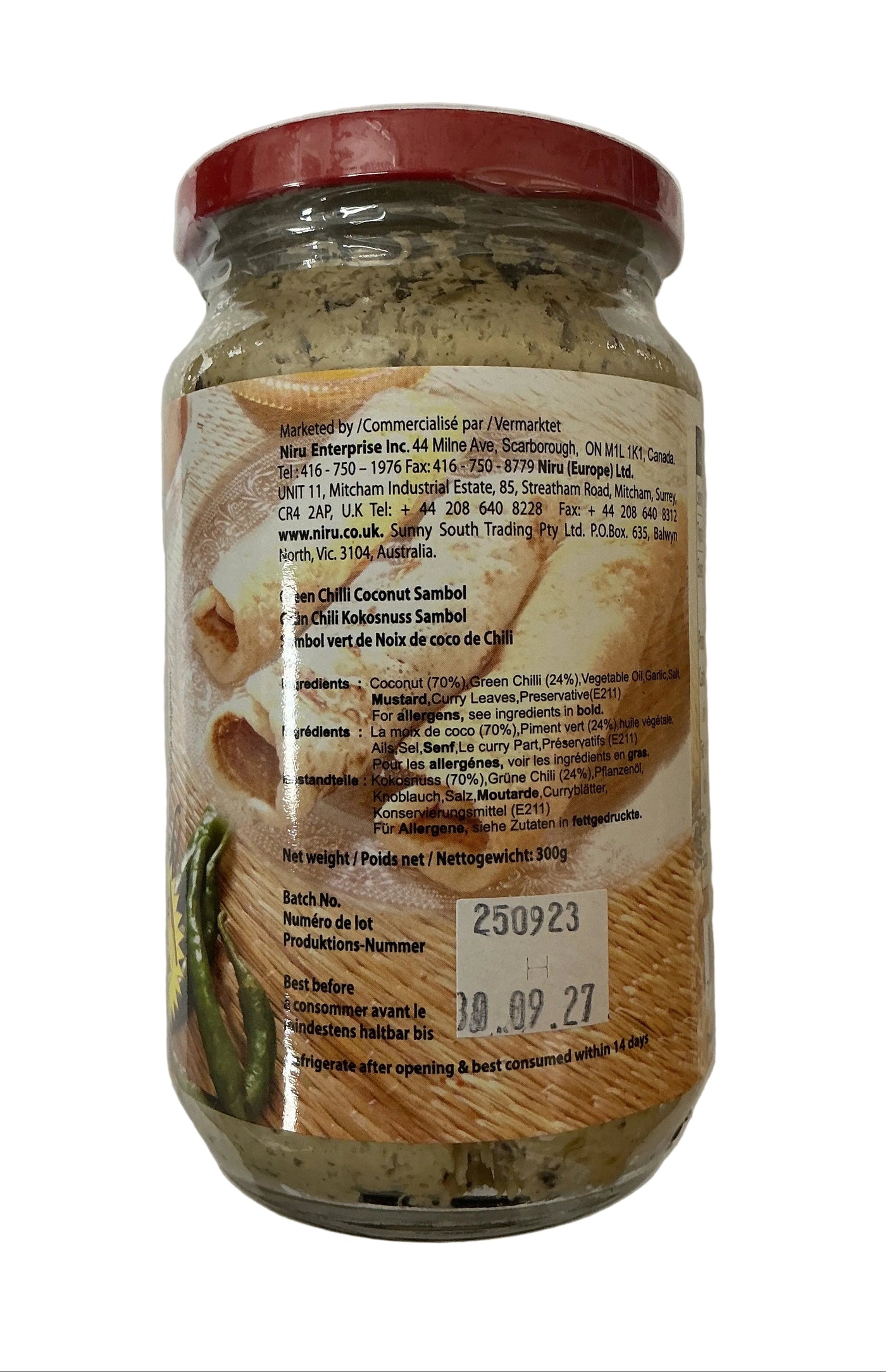 Niru Chutney Green Chilli Coconut Sambol 300g - Image 2