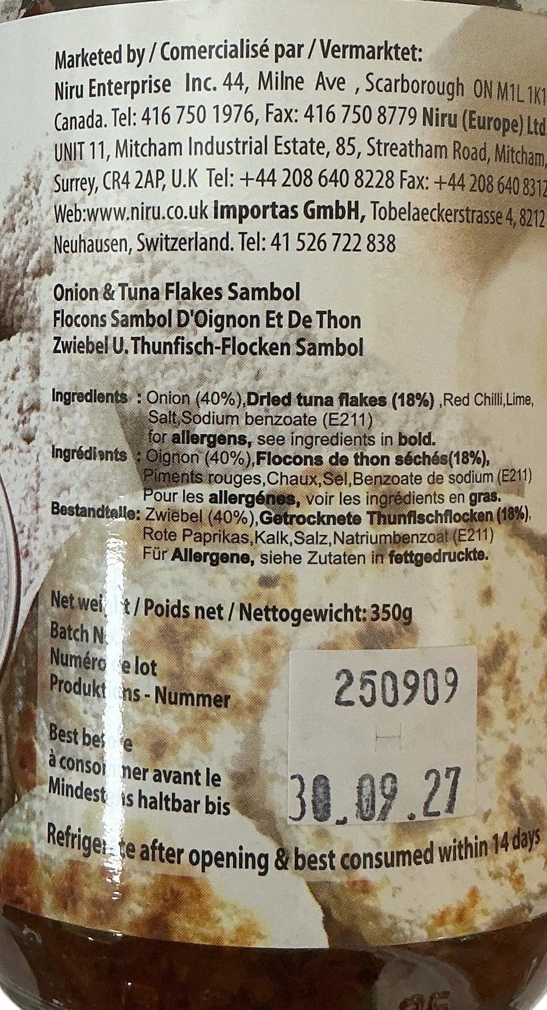Niru Katta Sambol Onion & Tuna Flakes 350g - Image 2