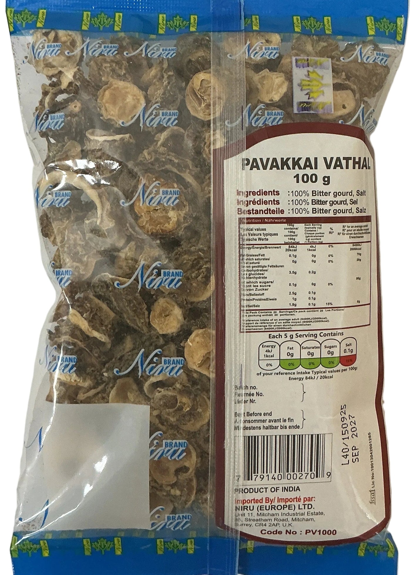Niru Pavakkai Vatahl Bitter Gourd 100g - Image 2