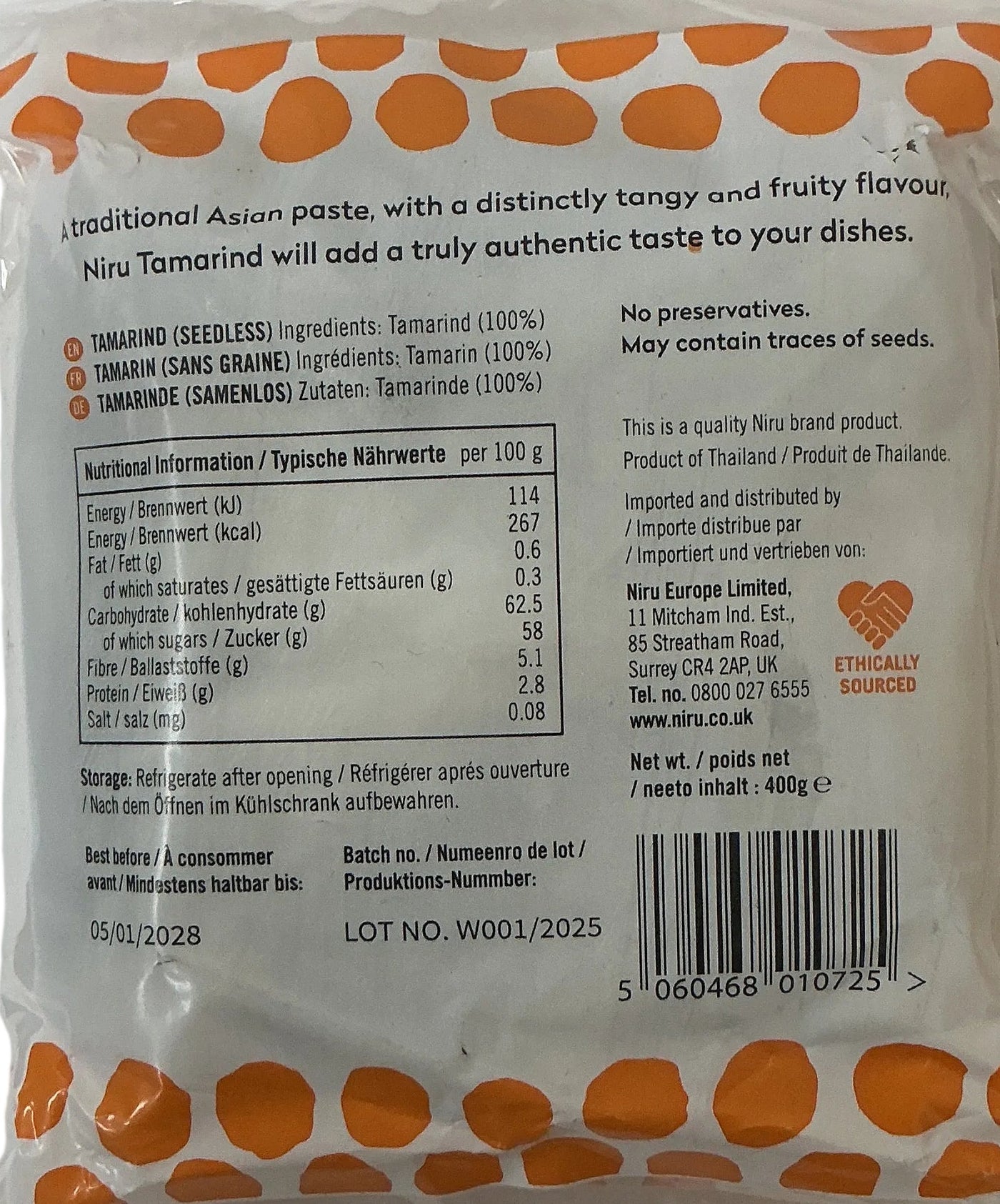 Niru Tamarind Seedless 400g - Image 2