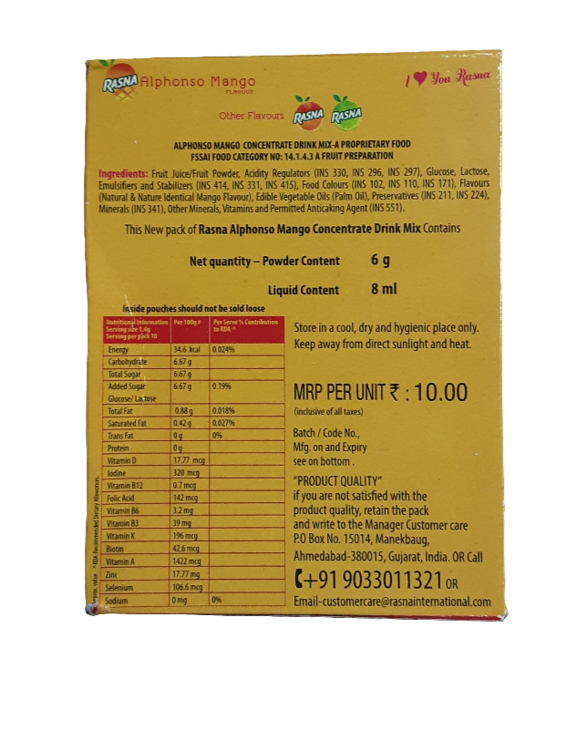 Rasna Alphonso Mango Flavor 6 Pack - Image 2