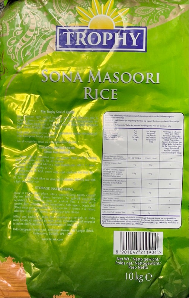 Trophy Rice Sona Masoori 10kg - Image 2