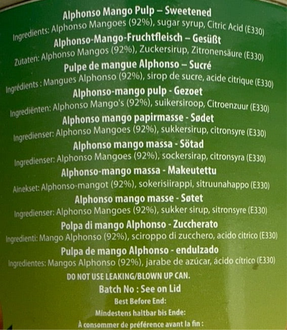 Heera Mango Pulp Alphonso Sweetened 850g - Image 2