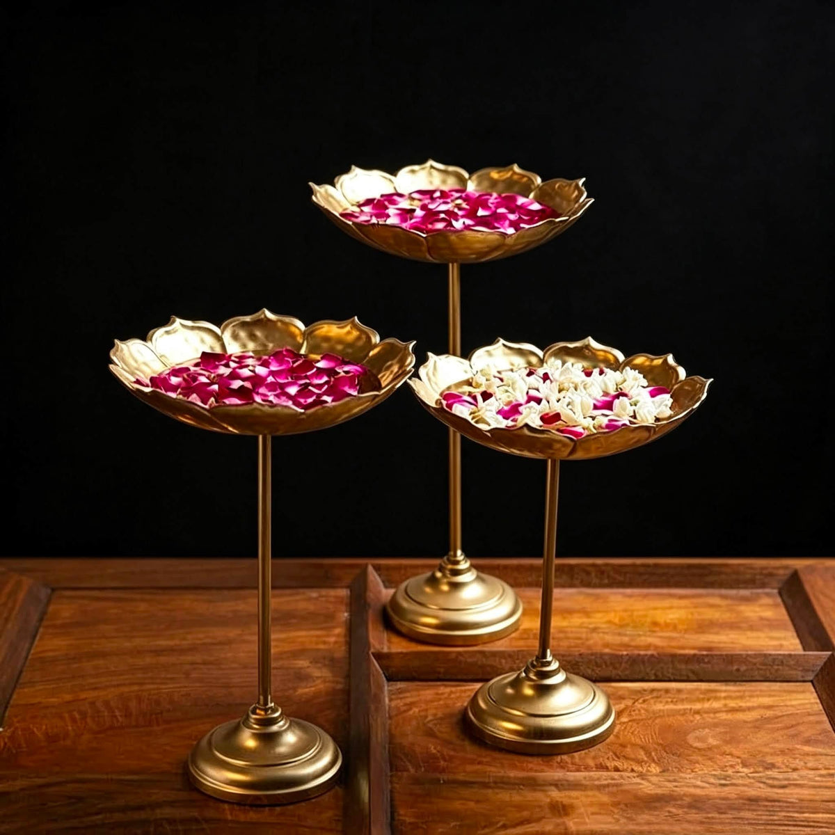 Golden Lotus 3-Tier Decorative Stand
