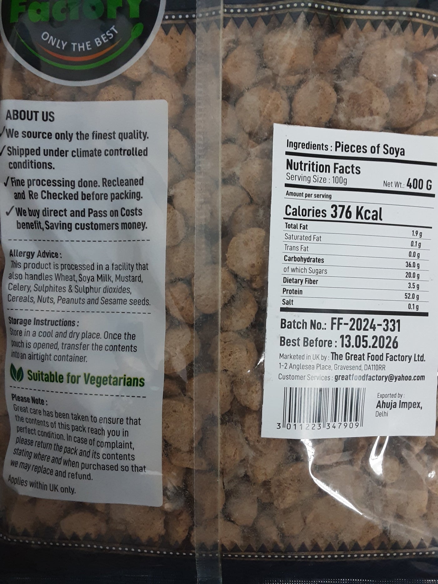 Food Factory Soya Chunks 400g - Image 2