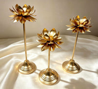 Golden Lotus Candle Stand Set