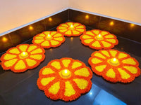 Orange & Yellow Floral Rangoli Mat